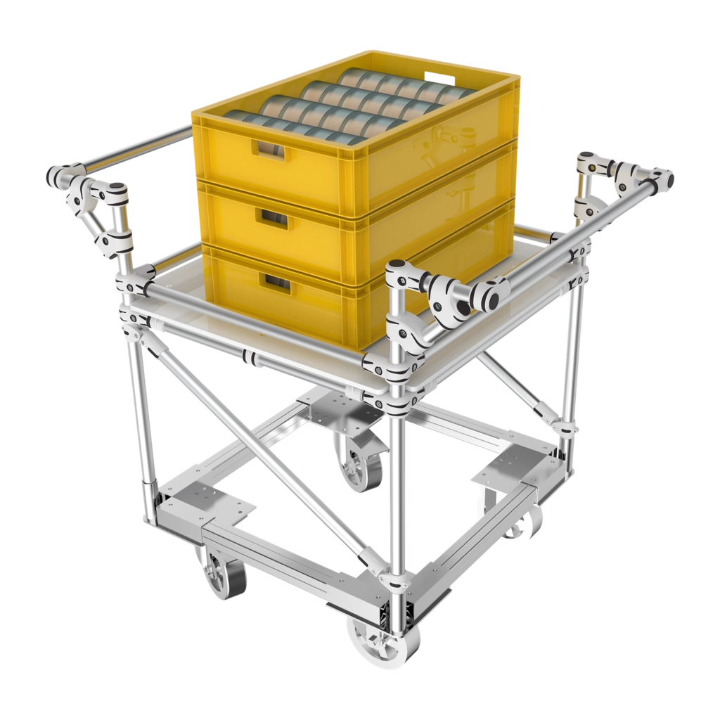 Trolley with double handbar and reinforced caster base