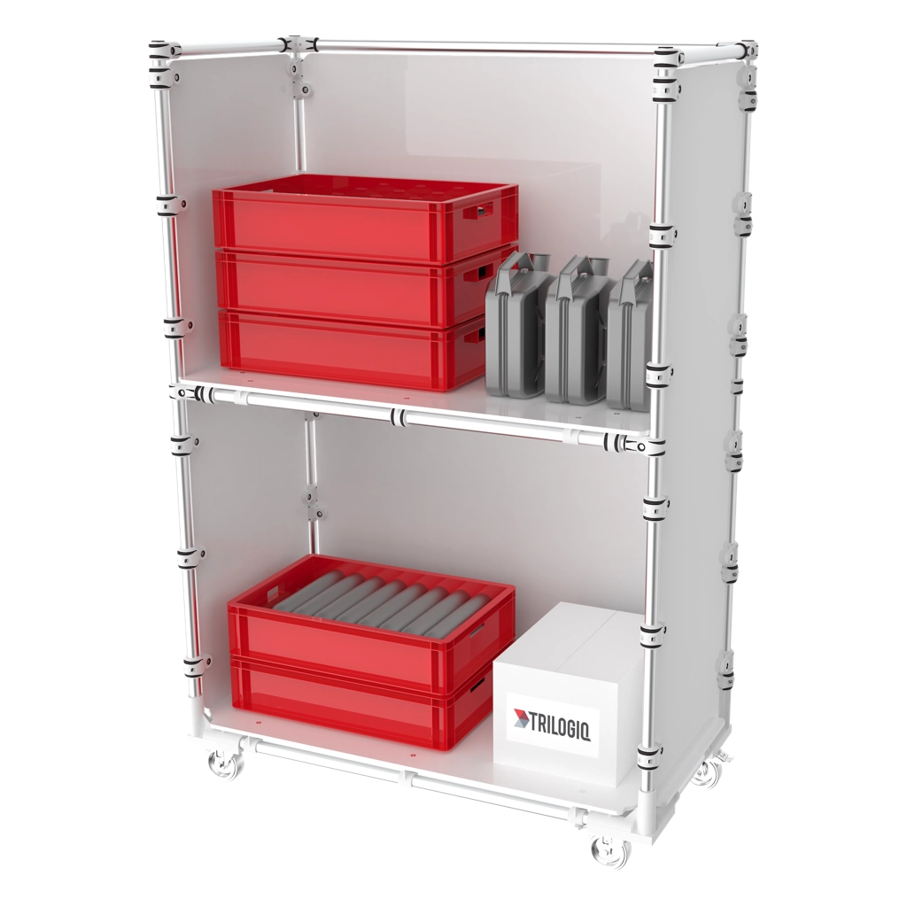 Picking trolley with large compartments