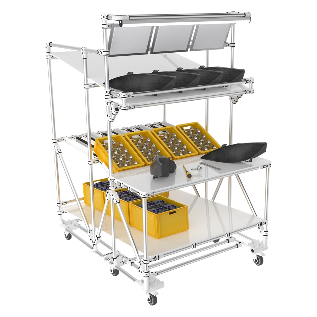 Mobile workstation with equipements