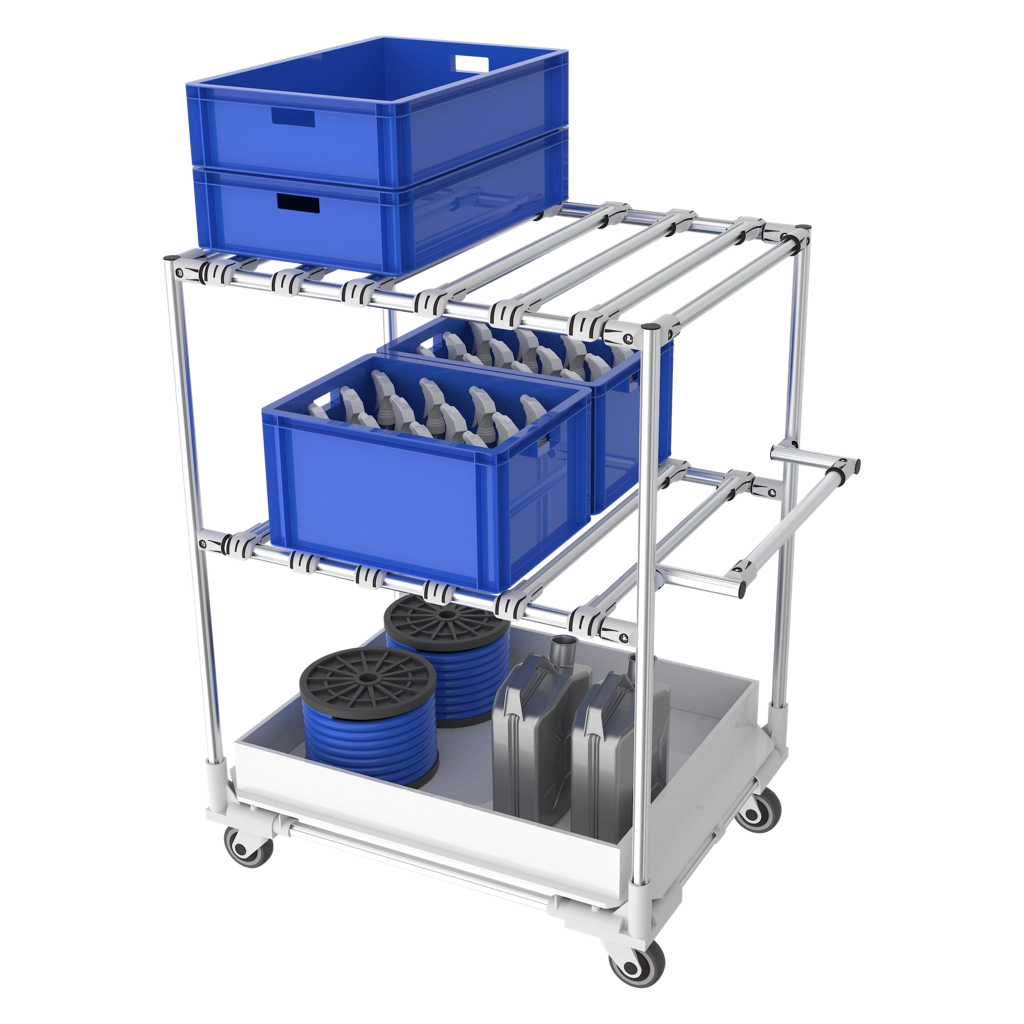 Profiles Aluminium trolley with compartment