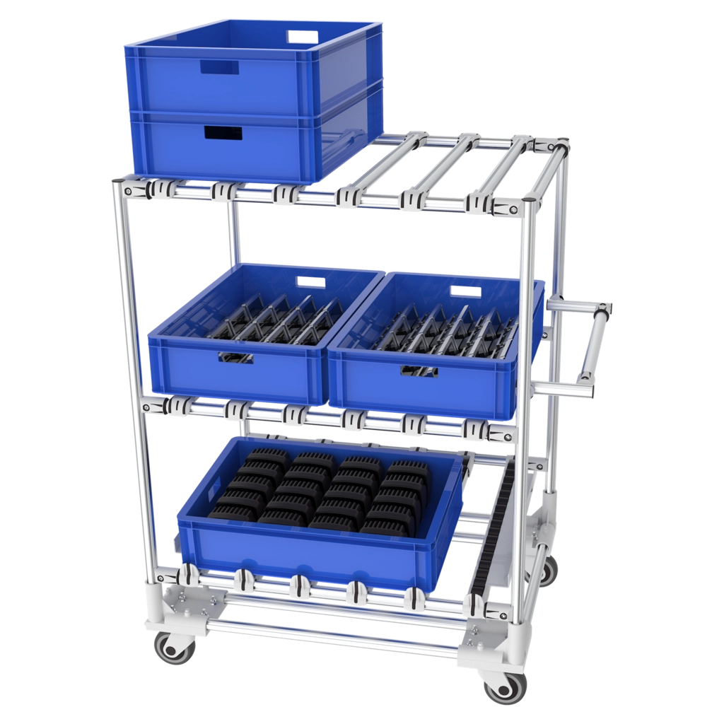 Profiled Aluminium cart with FIFO picking