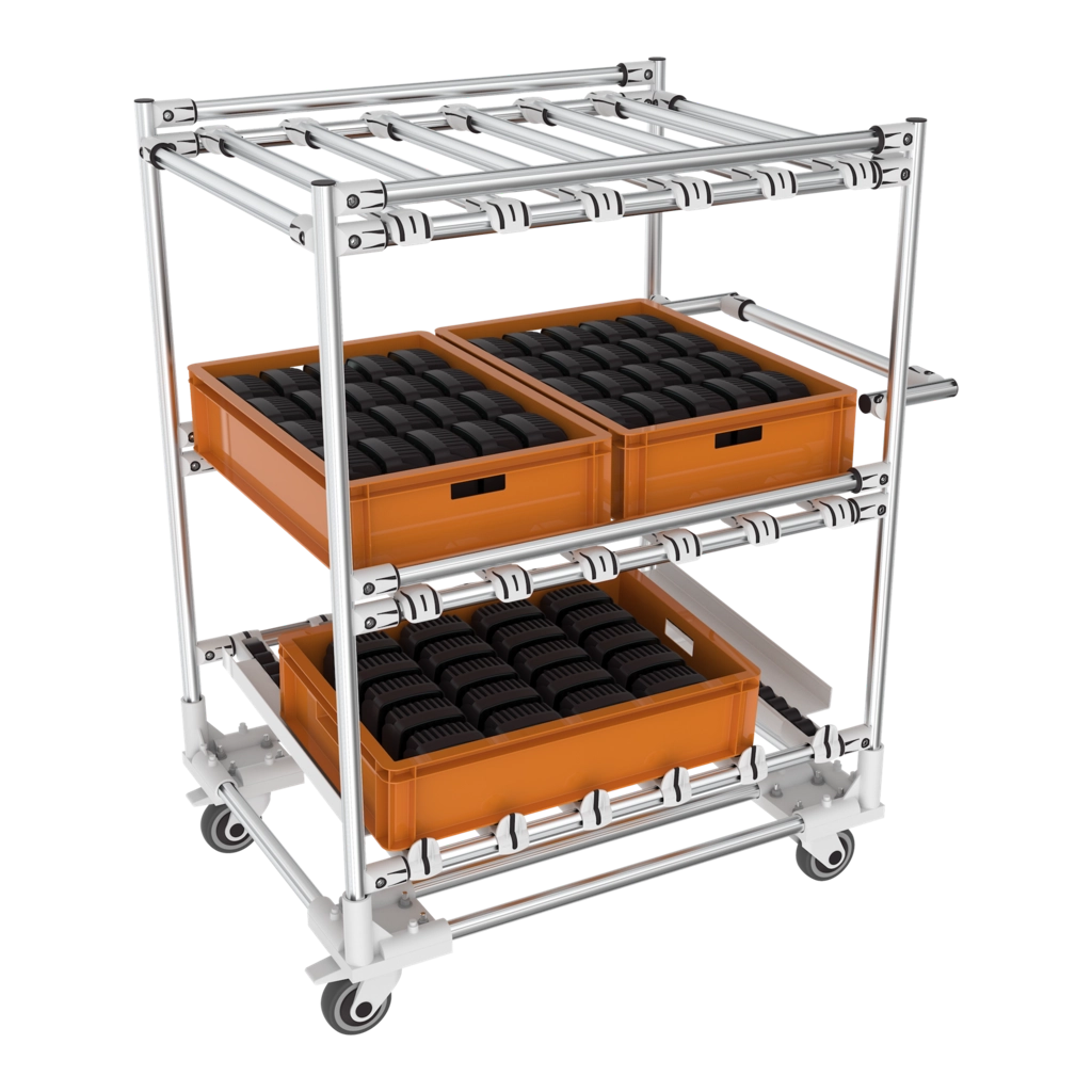 Aluminium profile trolley with FIFO picking