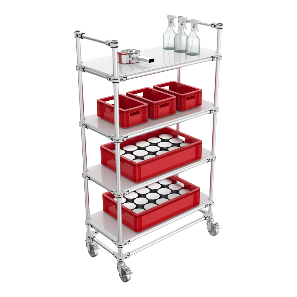 Shelving with casters