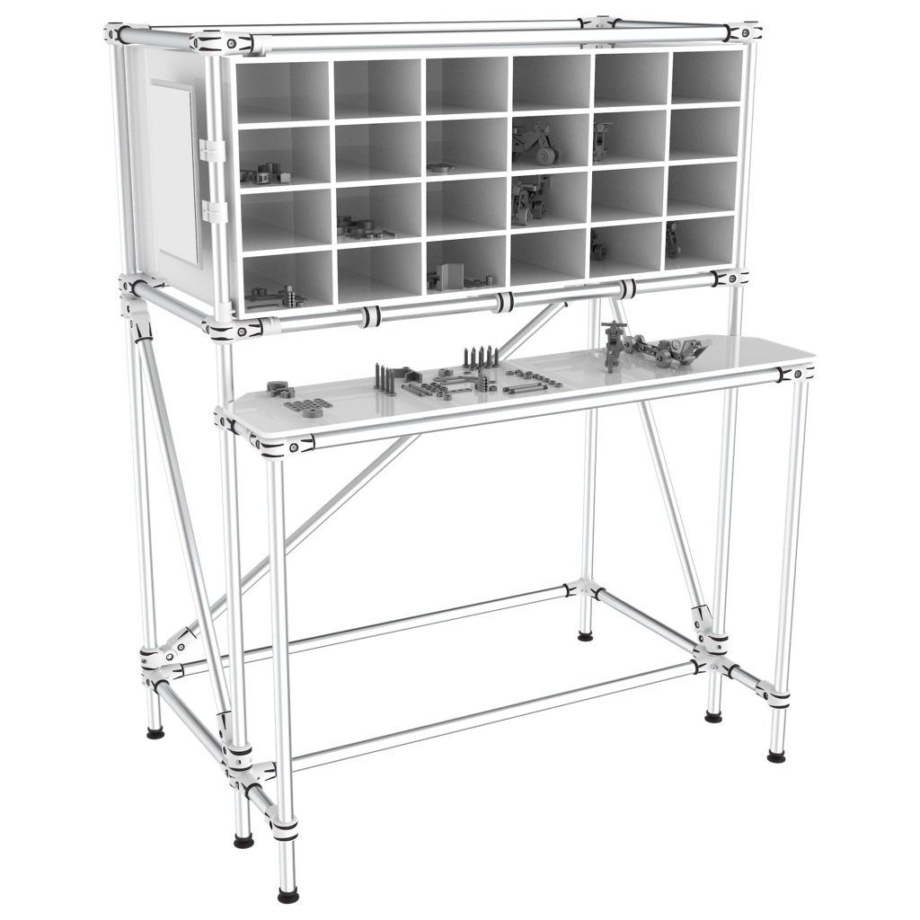 Worktable with 24 frontal compartments 