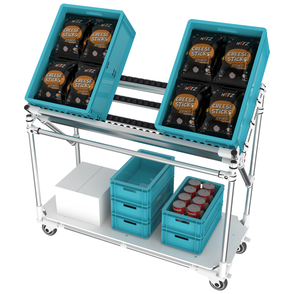 V shape picking conveyor with storage 