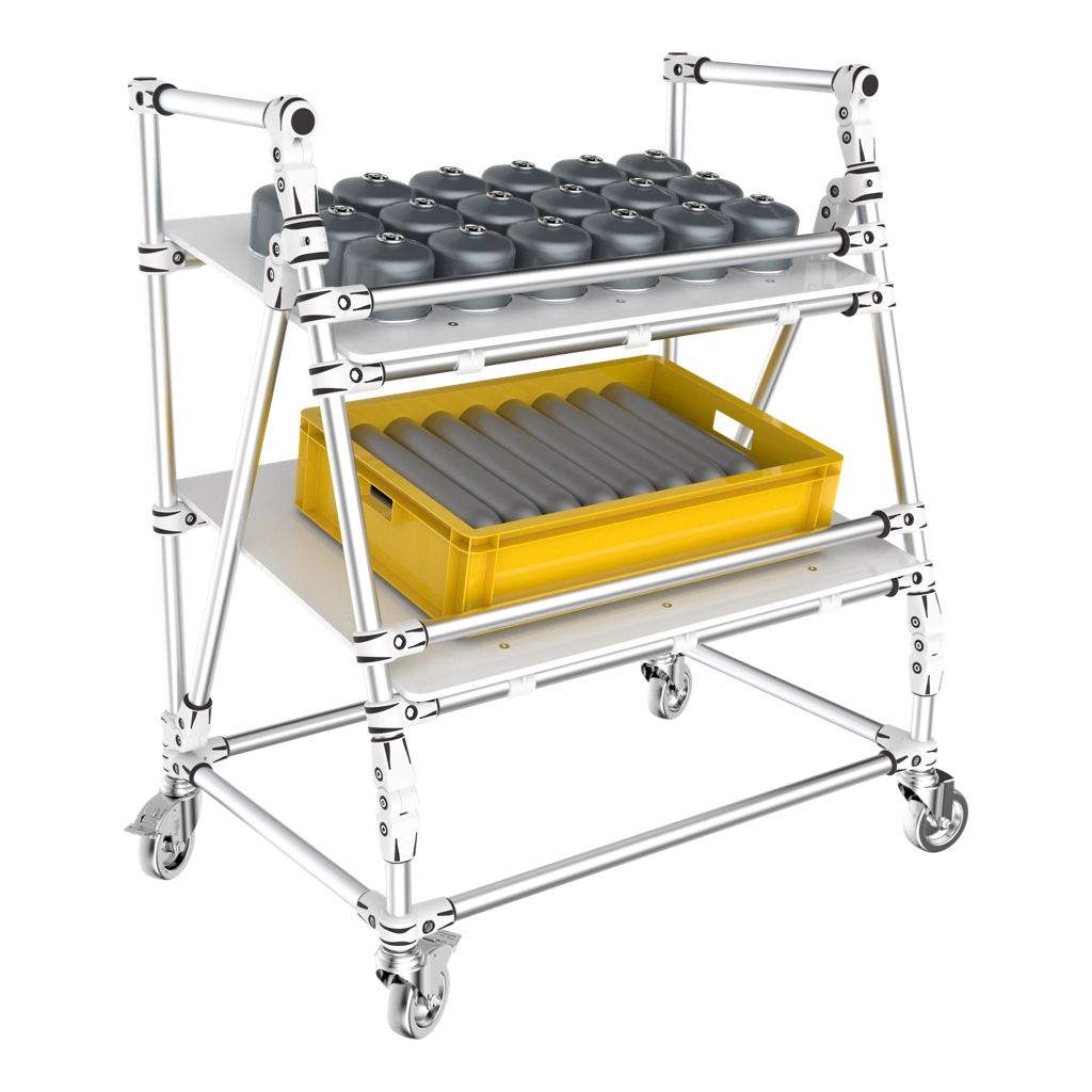 Logistic picking mobile shelf 2-levels