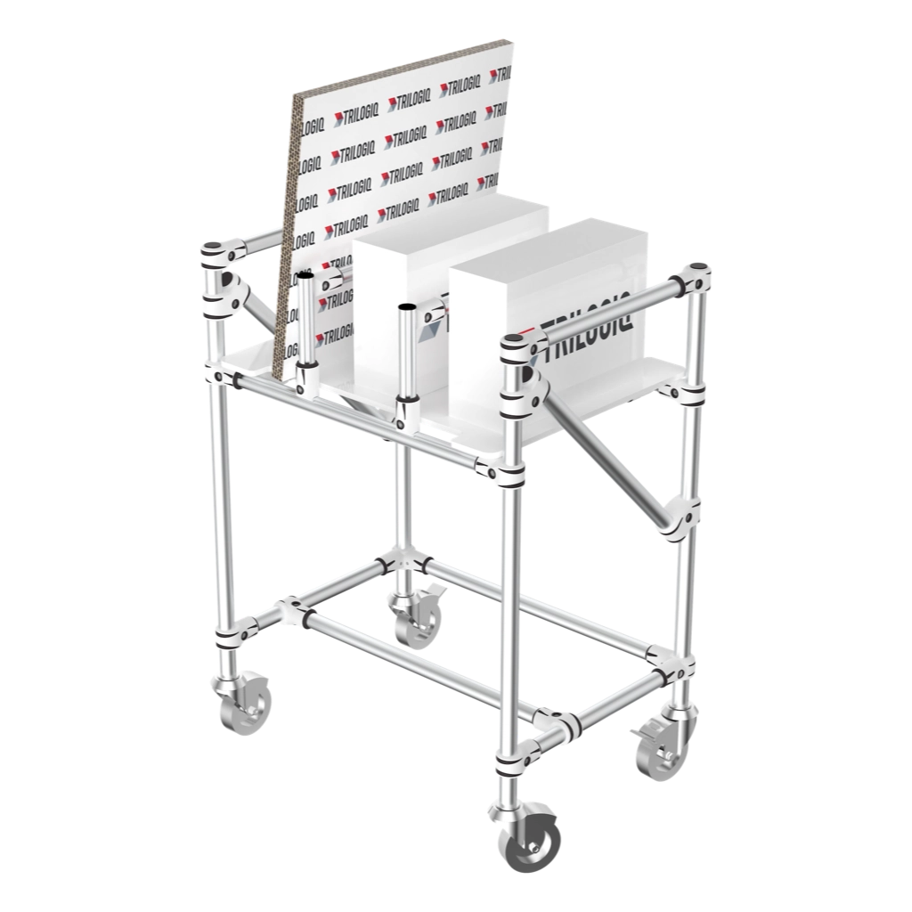 Mobile stand with vertical storage 