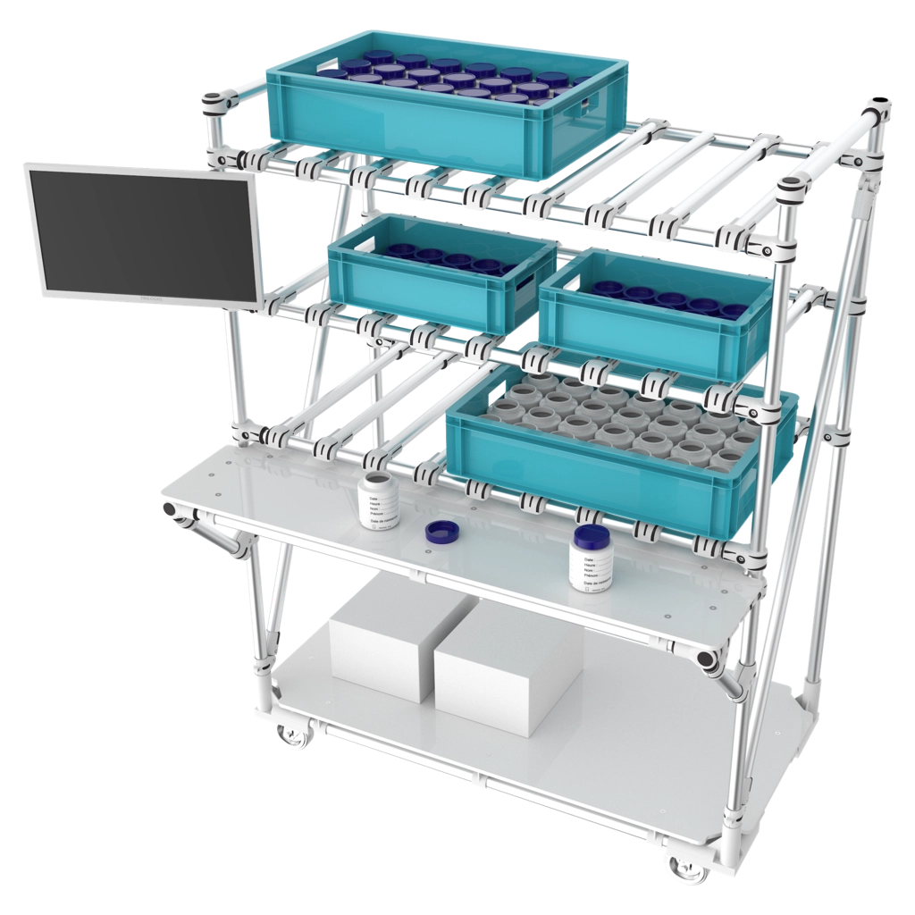Mobile shelf with flat workspace 