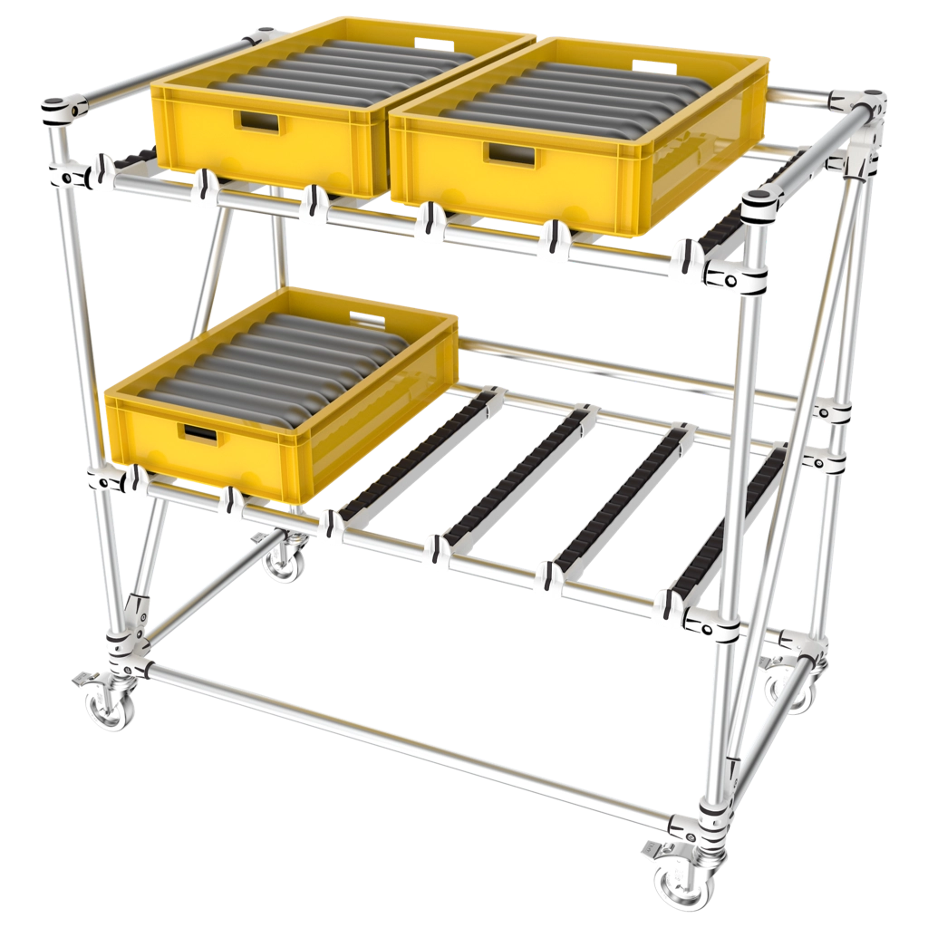 Trolley with roller tracks