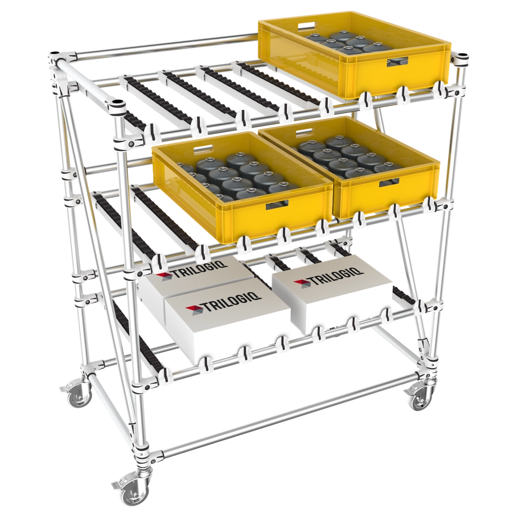 3 levels Trolley with roller tracks