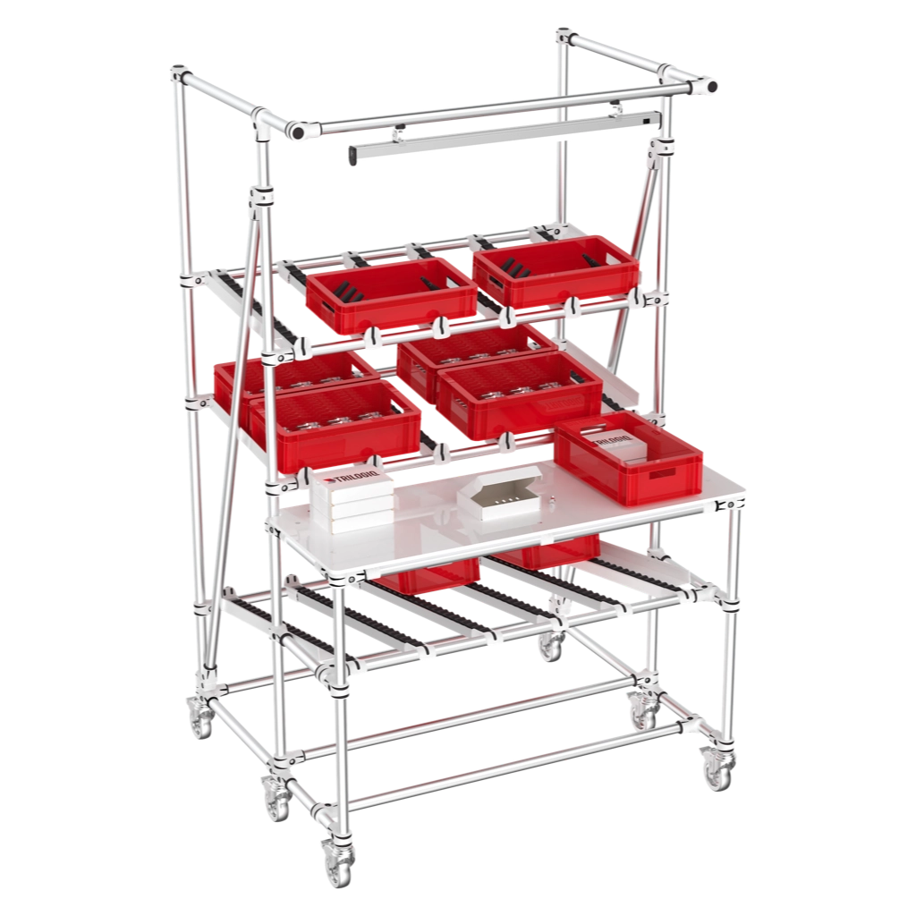 Mobile workstation with FIFO frontal loading