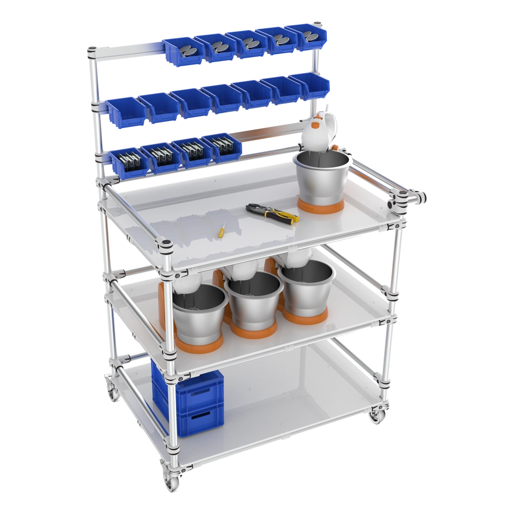 3 levels trolley with small bins support