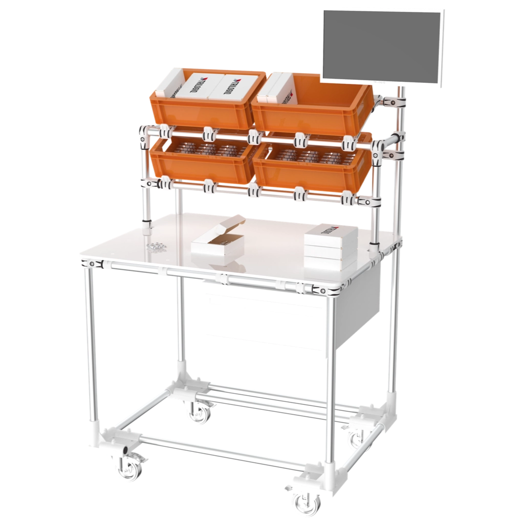 Assembly workstation with equipments