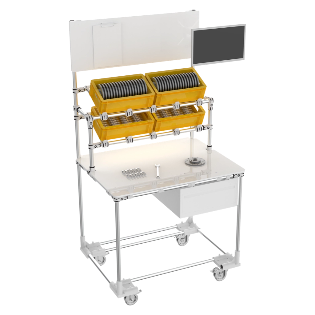 Mobile workstation with equipments