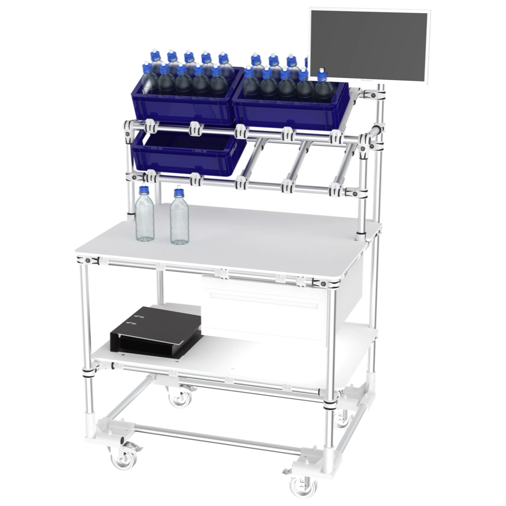 mobile worktable with equipements