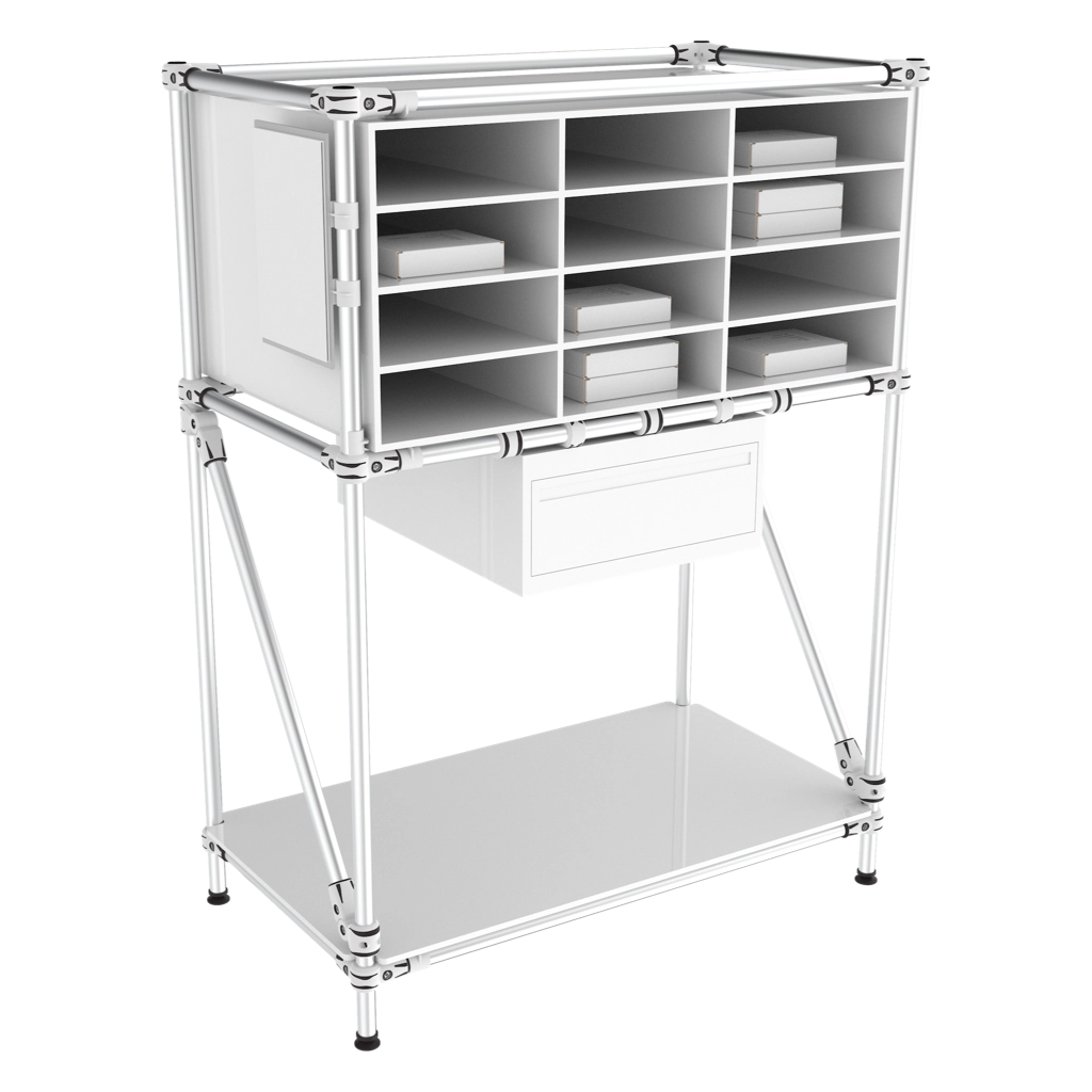 Compartment shelf with accessories