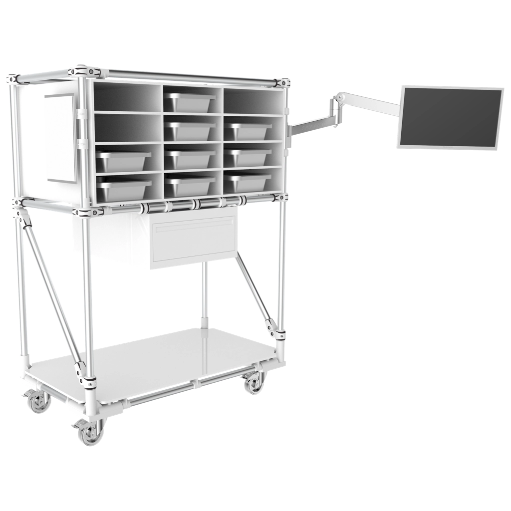 Mobile compartment shelf with equipements 