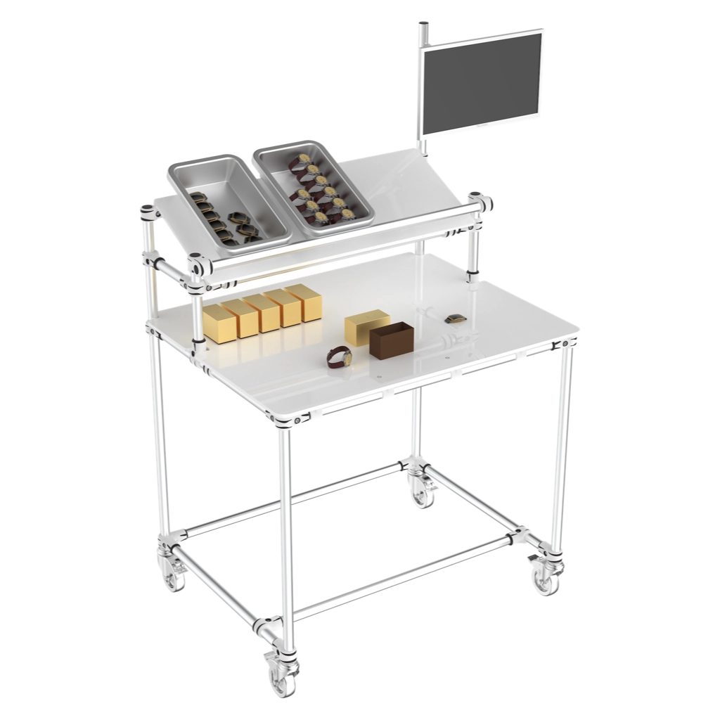Mobile assembly station with casters