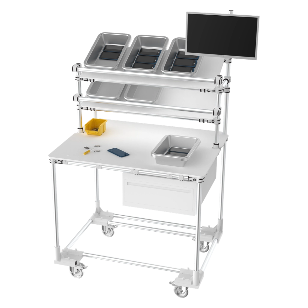 mobile workstation with 2 pickings and equipements