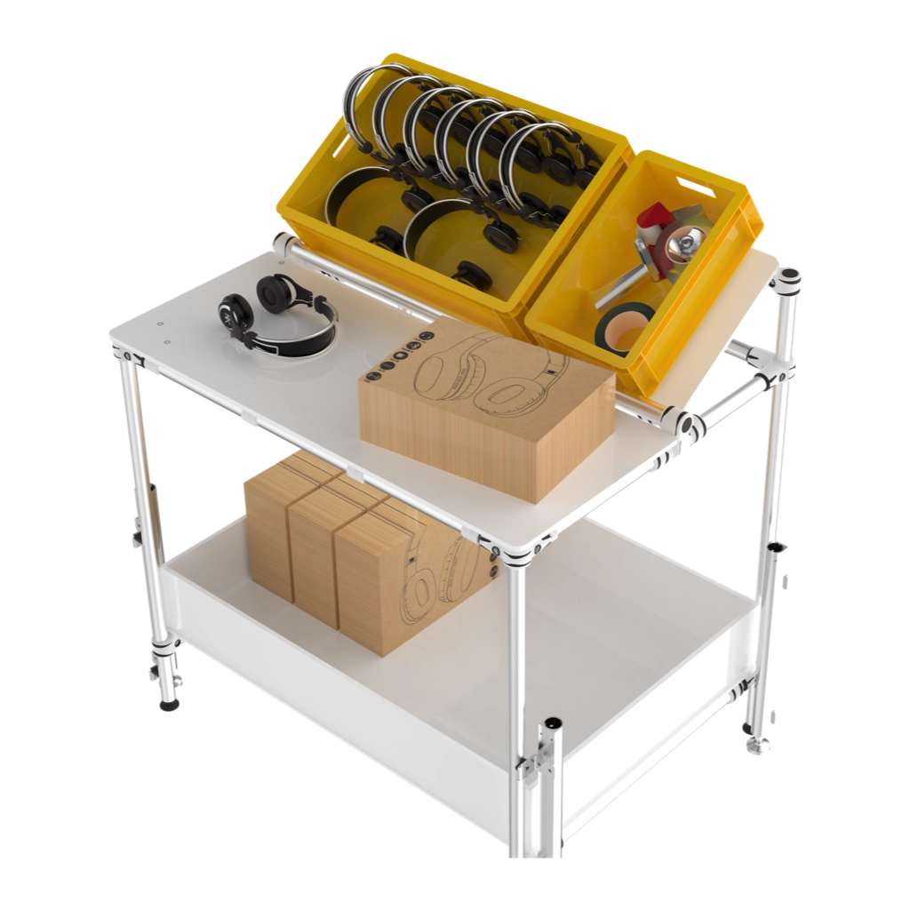 Assembly station with electric height adjsutement 
