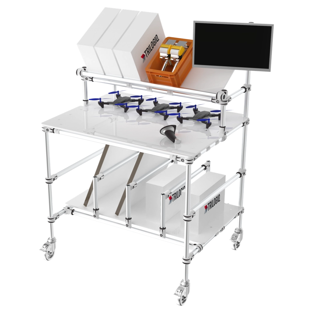 Mobile assembly station- screen holder & vertical storage